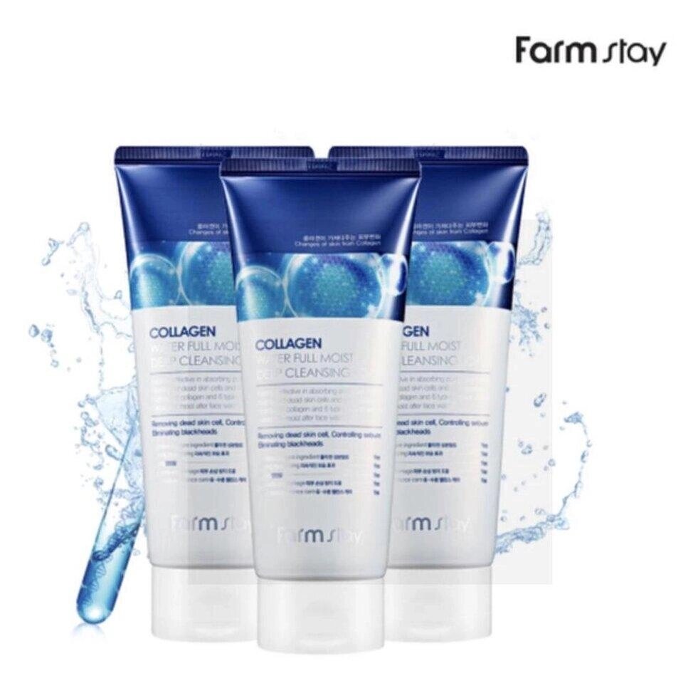 FARM STAY Collagen Water Full Moist Deep Cleansing Foam 180 мл (3 варіанти) під замовлення з кореї 30 днів доставка від компанії greencard - фото 1