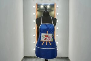 Фартух з нарукавниками дитячий - для роботи, малювання, кухні, з вишивкою - малюнок 1, колір - синій