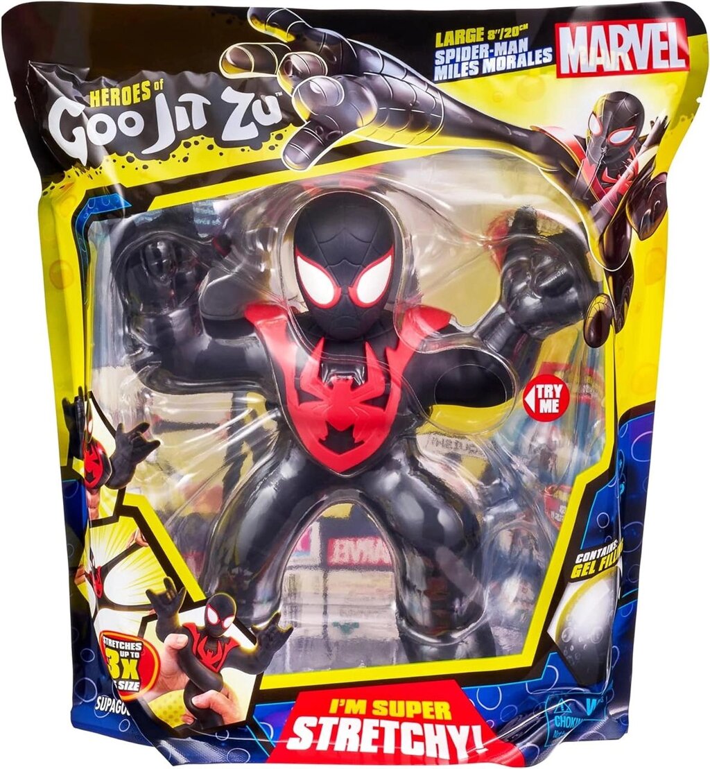 Фігурка Heroes of Goo Jit Zu Marvel Super Stretchy Spider-Man Miles 20см. Код/Артикул 75 1034 від компанії greencard - фото 1