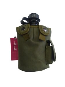 Фляга пластикова 1000 мл чорна в чохлі Вид 2 Olive green хакі М&М артикул 213568 Код/Артикул 45 213568