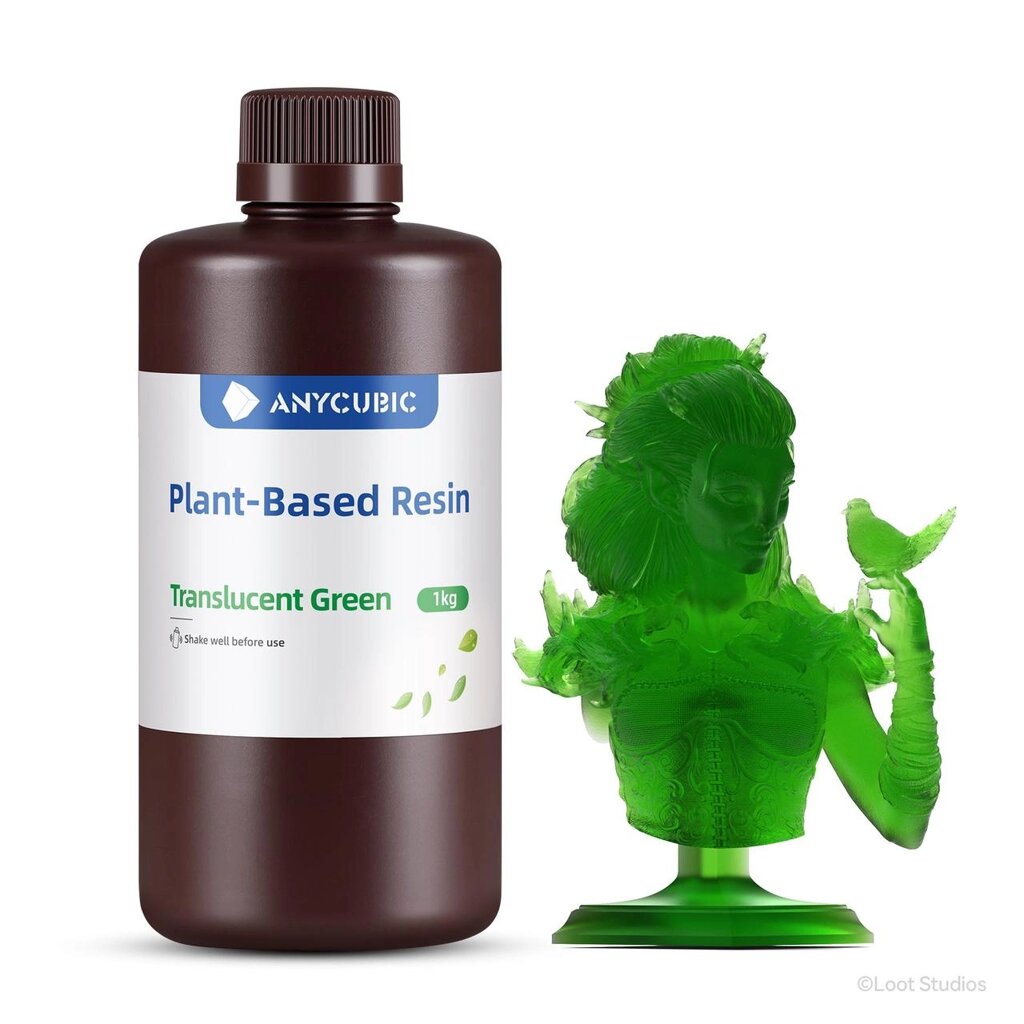 Фотополімерна еко смола на рослинній основі Anycubic Plant-Based UV Resin Translucent Green (Зелена) Код/Артикул 57 від компанії greencard - фото 1