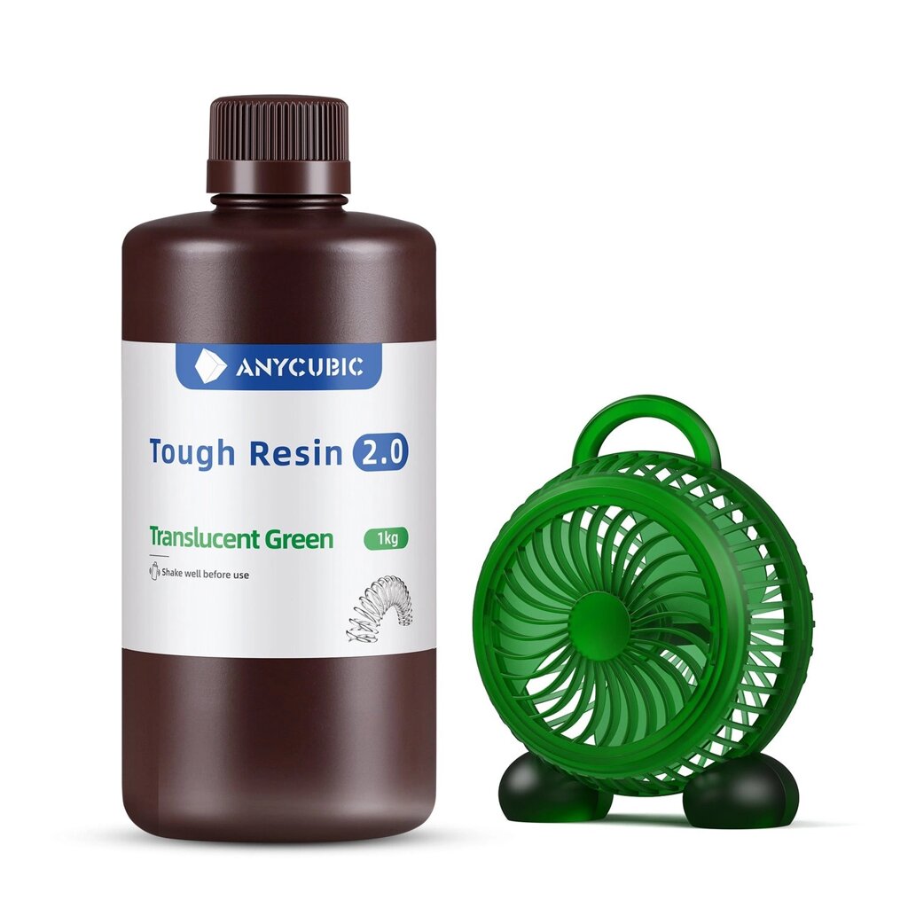 Фотополімерна смола Anycubic Tough Resin 2.0 Translucent Green (Полупрозорий зелений) Код/Артикул 57 SRX2TG-101A від компанії greencard - фото 1