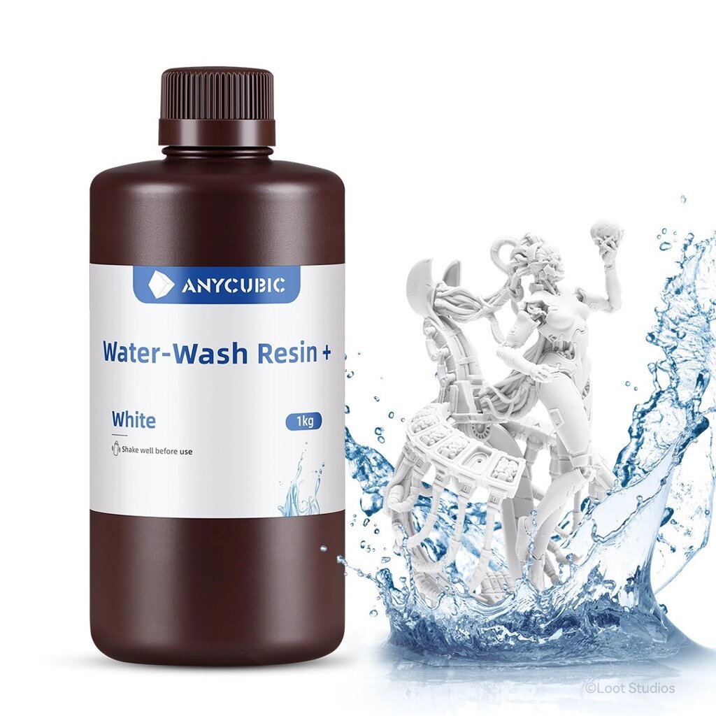 Фотополімерна смола для 3D принтерів біла, що змивається водою Anycubic Water-Wash Resin+ White Код/Артикул 57 від компанії greencard - фото 1