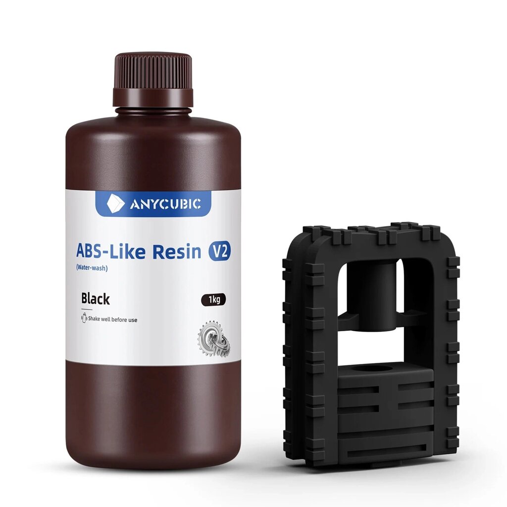 Фотополімерна смола для 3D принтерів чорна, що змивається водою Anycubic ABS-Like Resin V2 Black Код/Артикул 57 від компанії greencard - фото 1