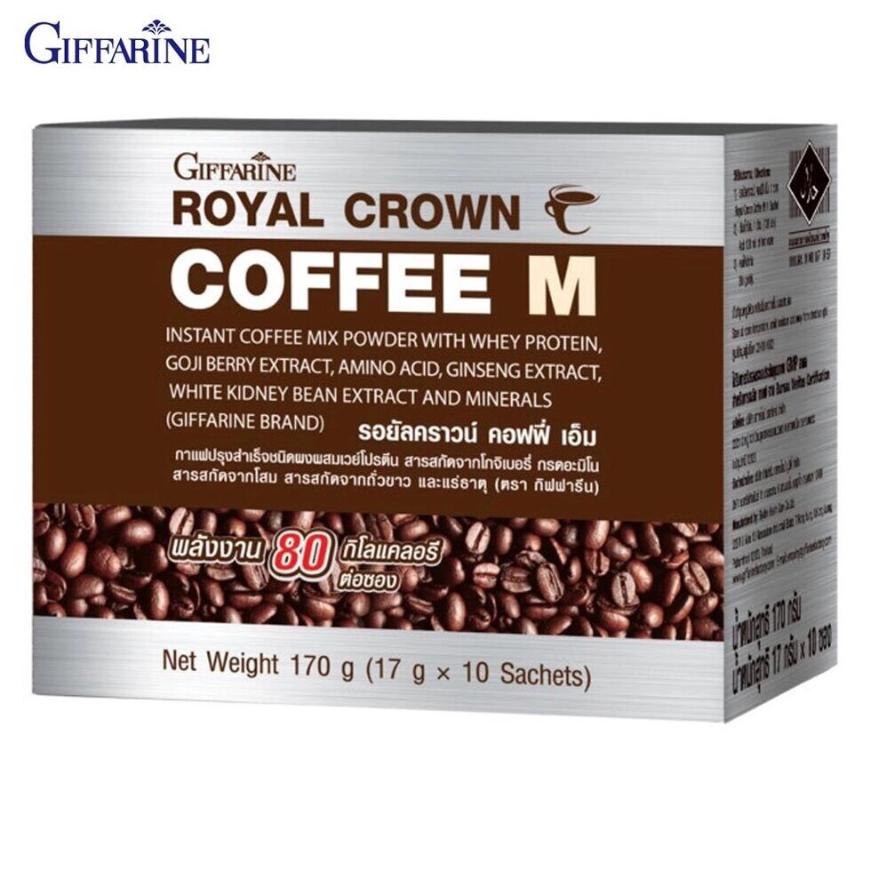 Giffarine Royal Crown Coffee M, Розчинна кава з сироватковим протеїном, ягодами годжі, женьшенем, екстрактом білої Під від компанії greencard - фото 1