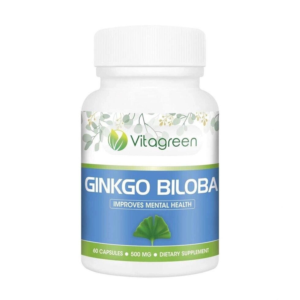 Гінкго Білоба (60 кап, 500 мг), Ginkgo Biloba,  Vitagreen Під замовлення з Індії 45 днів. Безкоштовна доставка. від компанії greencard - фото 1