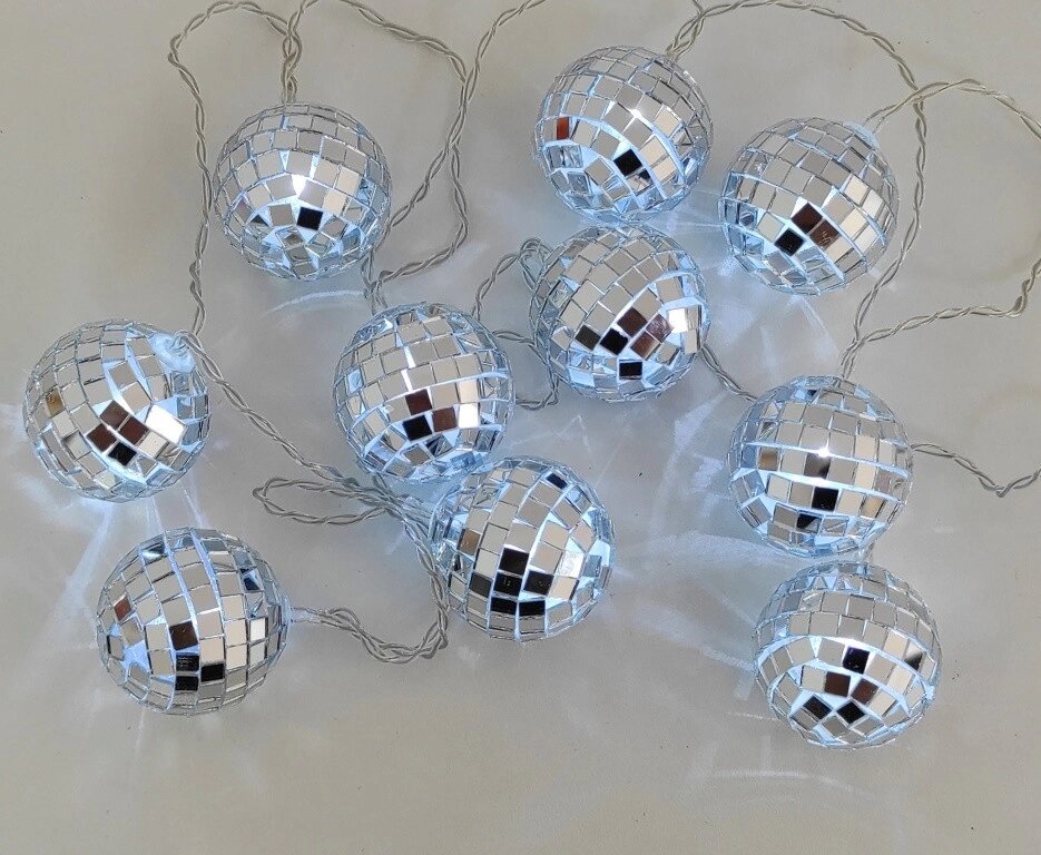 Гірлянда кульки, ліхтарики Дзеркальні кульки Код/Артикул 115 І-001 від компанії greencard - фото 1