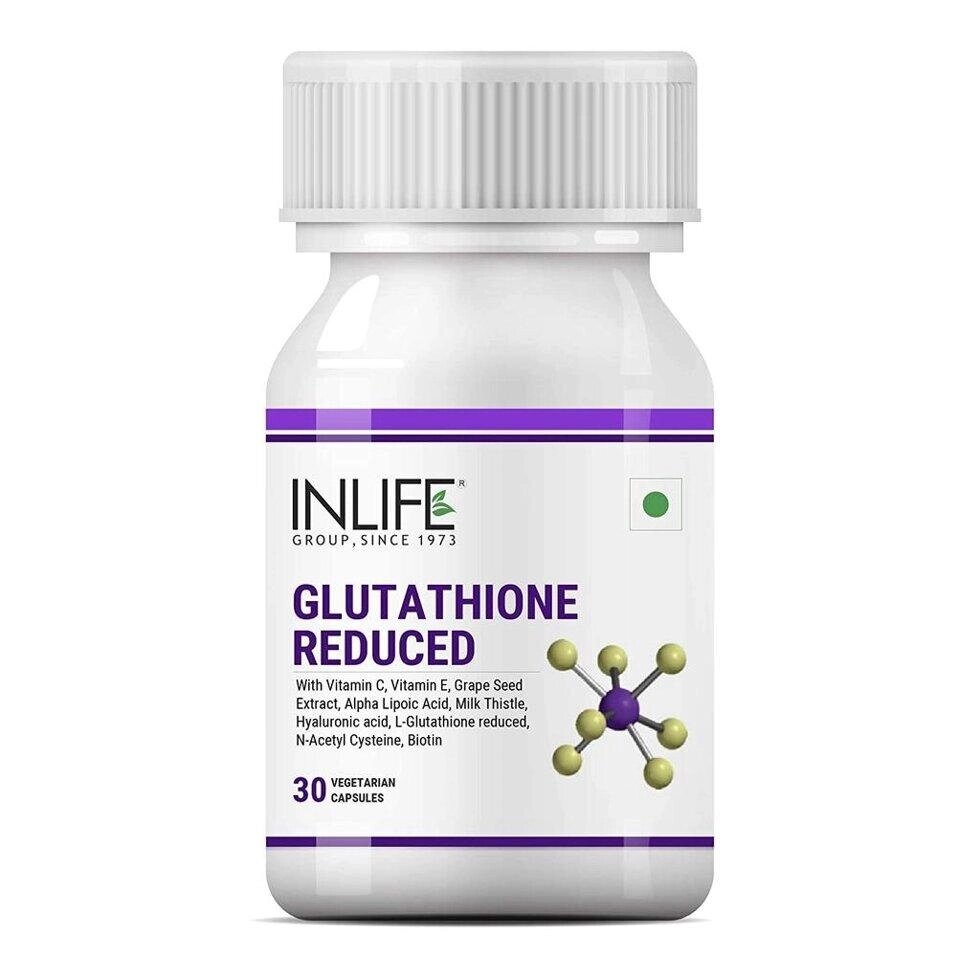 Глутатіон (30 кап), Glutathione Reduced,  INLIFE Під замовлення з Індії 45 днів. Безкоштовна доставка. від компанії greencard - фото 1