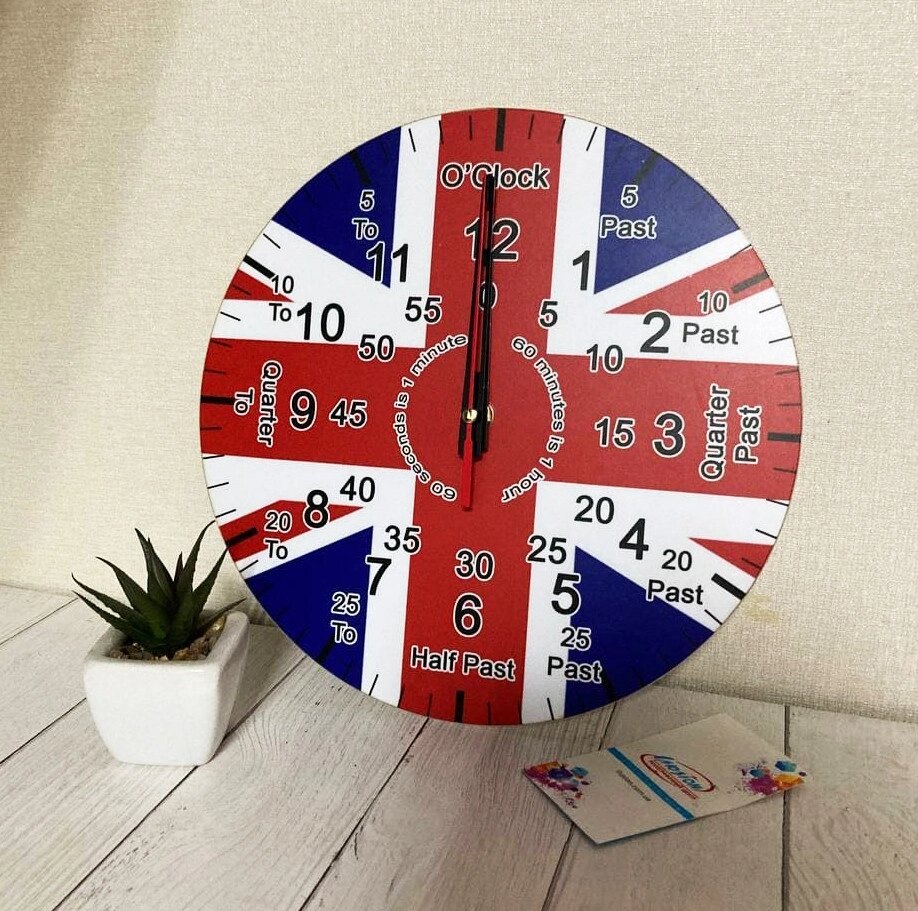 Годинник для кабінету англійської мови із акрілу Код/Артикул 168 від компанії greencard - фото 1