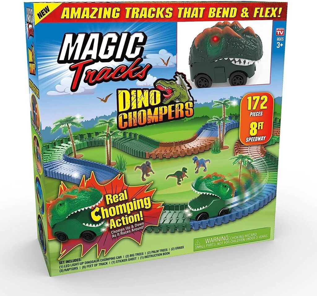 Гоночна траса динозаврів Magic Tracks Dino Chomper із справжнім жуванням Код/Артикул 75 746 від компанії greencard - фото 1