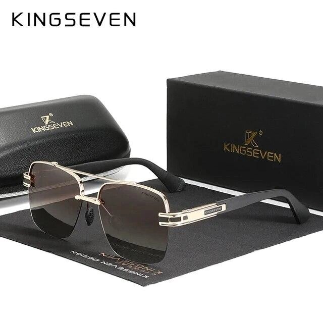 Градієнтні поляризаційні сонцезахисні окуляри для чоловіків і жінок KINGSEVEN N7666 Gold Brown Код/Артикул 184 від компанії greencard - фото 1
