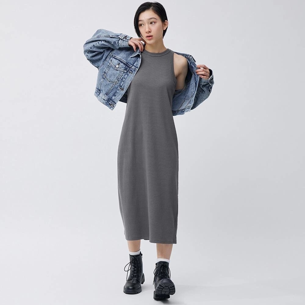 GU by Uniqlo Вузька сукня в рубчик без рукавів +EC коротка довжина 110,5 117,5 див під замовлення з Японії за 30 днів, від компанії greencard - фото 1