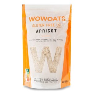 Пластівці вівсяні Wowoats Apricot різані з курагою, 450г Код/Артикул 189