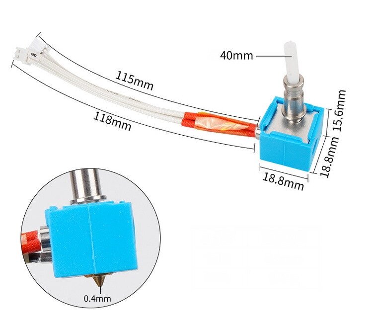 Хотенд (hotend) для 3D-принтерів ANYCUBIC Kobra, 0.4мм Код/Артикул 57 UA3D321 від компанії greencard - фото 1