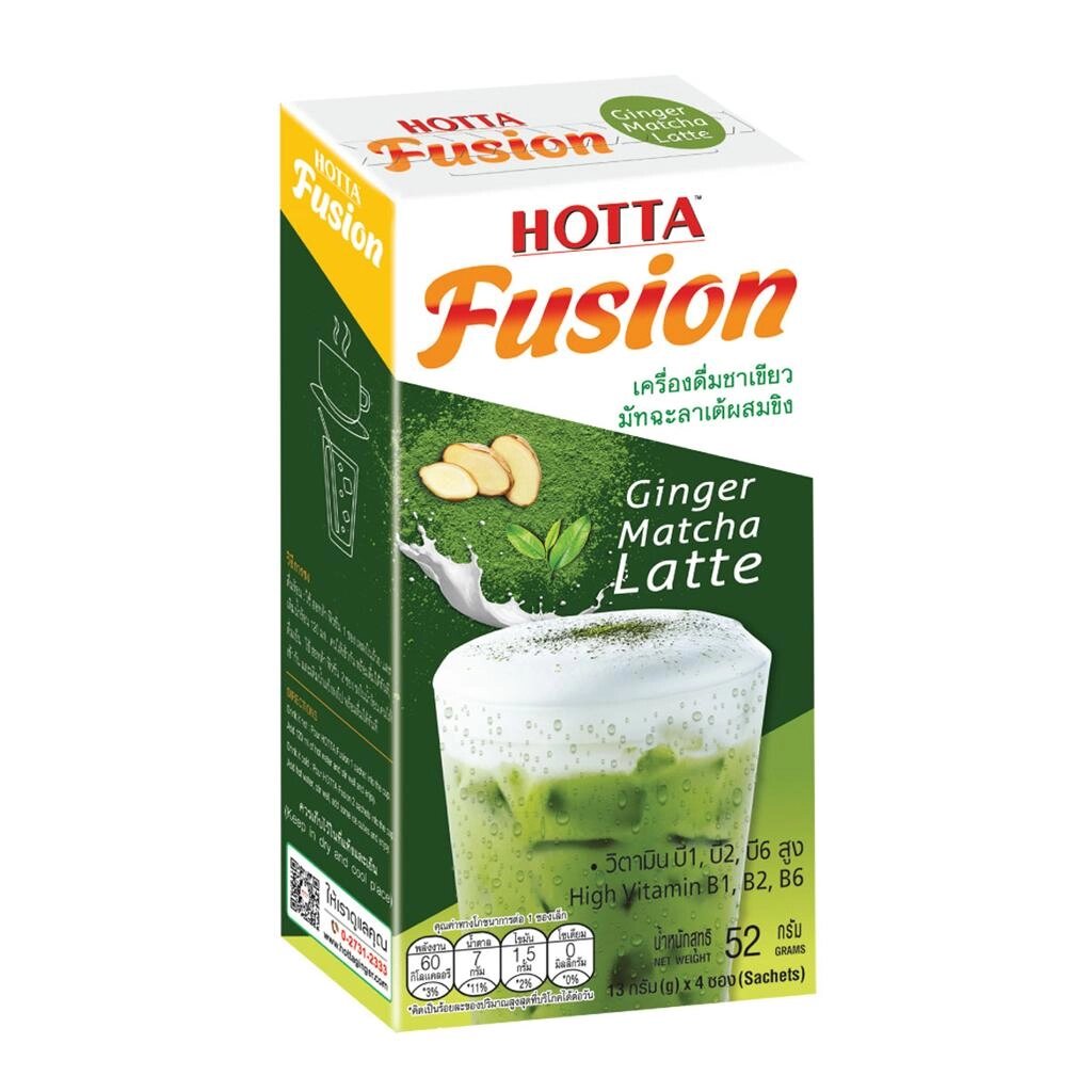 HOTTA Розчинний зелений чай Fusion Matcha з імбирним латте, 13 г x 4 пакетика / 8 пакетиків - Тайський Під замовлення з  від компанії greencard - фото 1