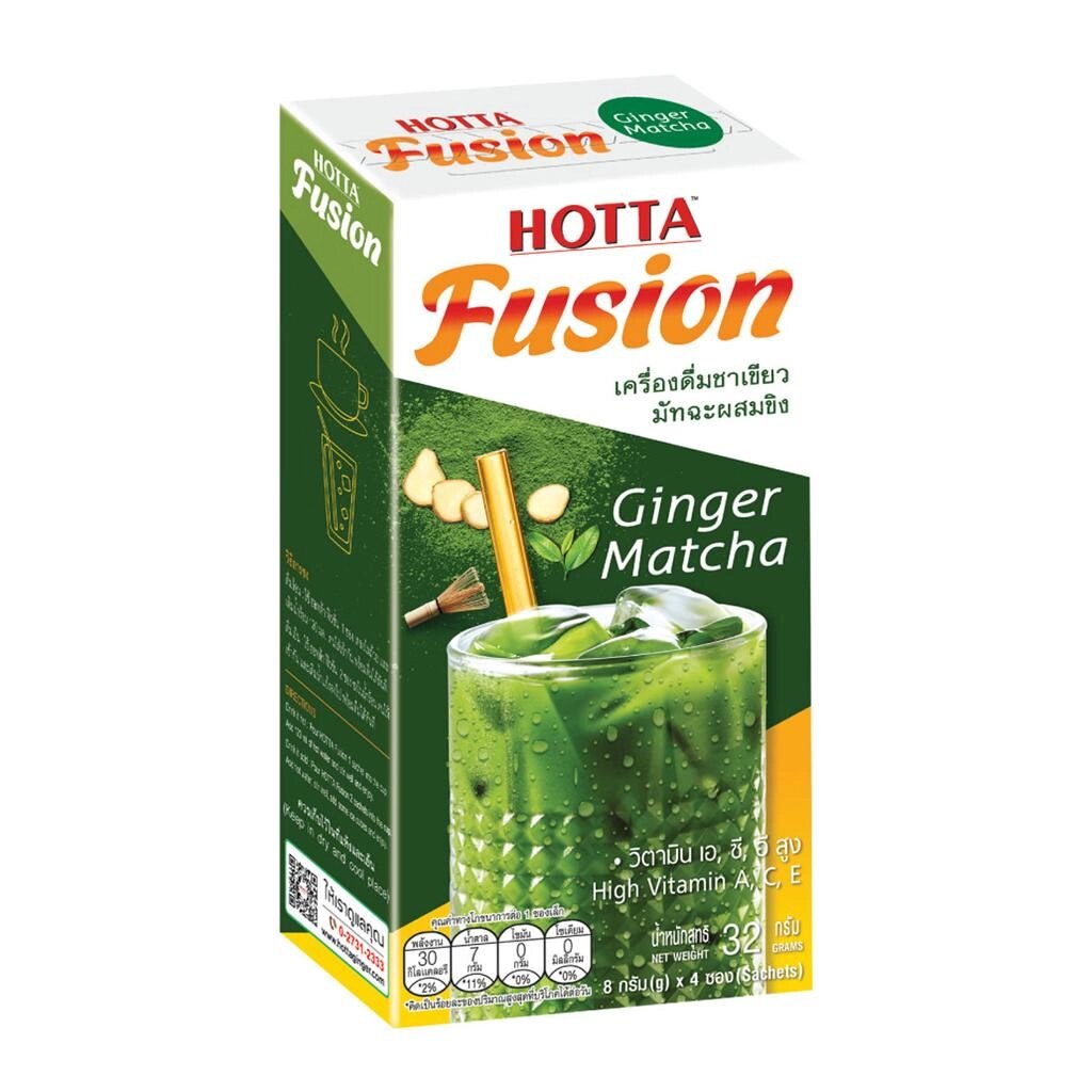HOTTA Зелений чай Матчу Fusion розчинний з імбирним напоєм 8 г. x 4 пакетика / 8 пакетиків - Тайський Під замовлення з від компанії greencard - фото 1