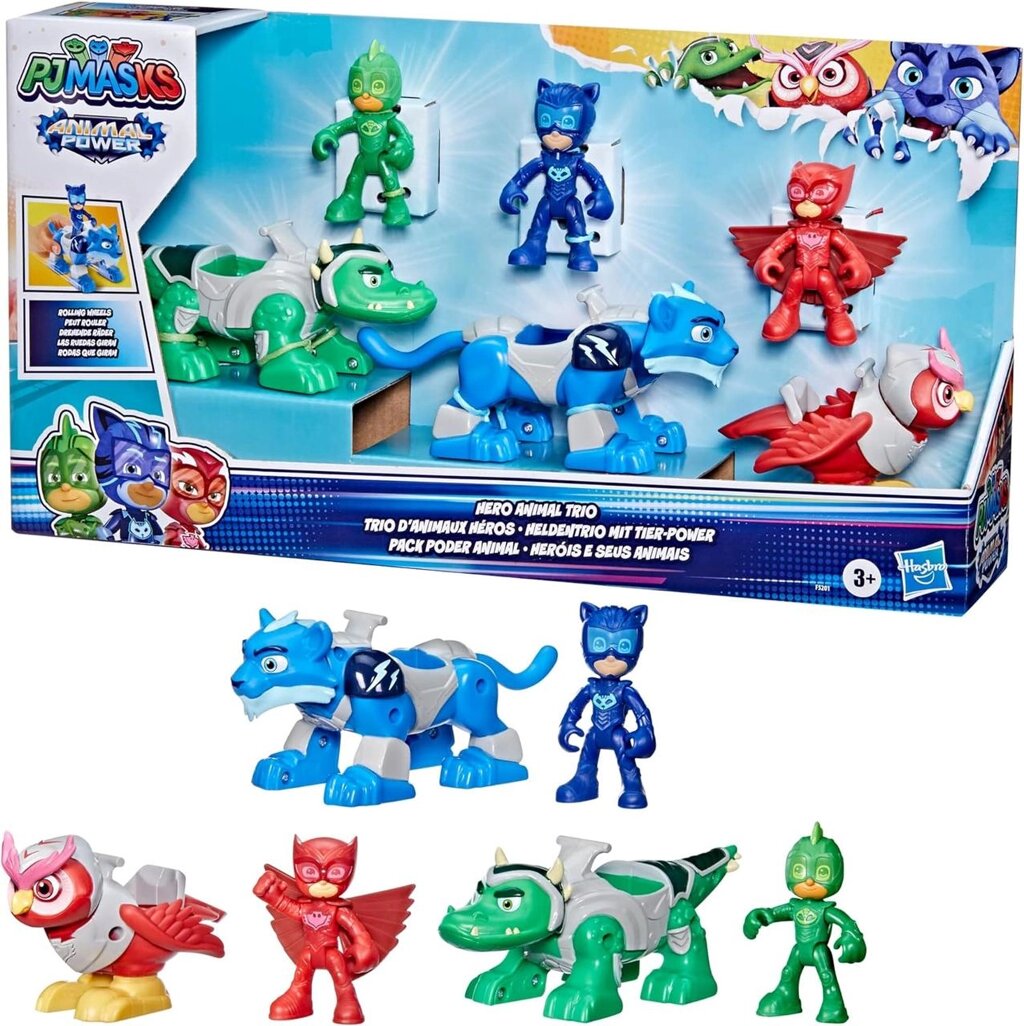 Ігровий набір PJ Masks Power Hero Animal Trio з 3 машинками та фігурками Код/Артикул 75 697 Код/Артикул 75 697 від компанії greencard - фото 1