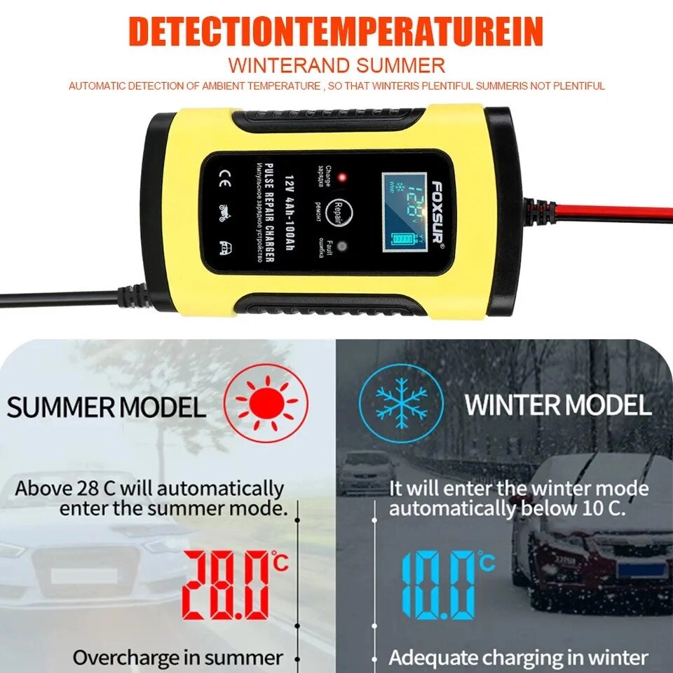 Імпульсний зарядний пристрій FOXSUR PULSE REPAIR CHARGER 12 V 6 A для акумуляторів (новлена версія) Код/Артикул 13 від компанії greencard - фото 1