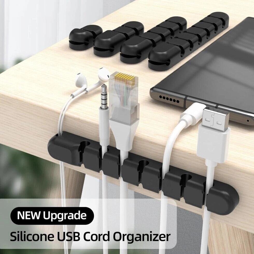 Кабельний органайзер, силіконовий USB-кабель, пристрій для намотування кабелю, протектор, затискач, настільний від компанії greencard - фото 1