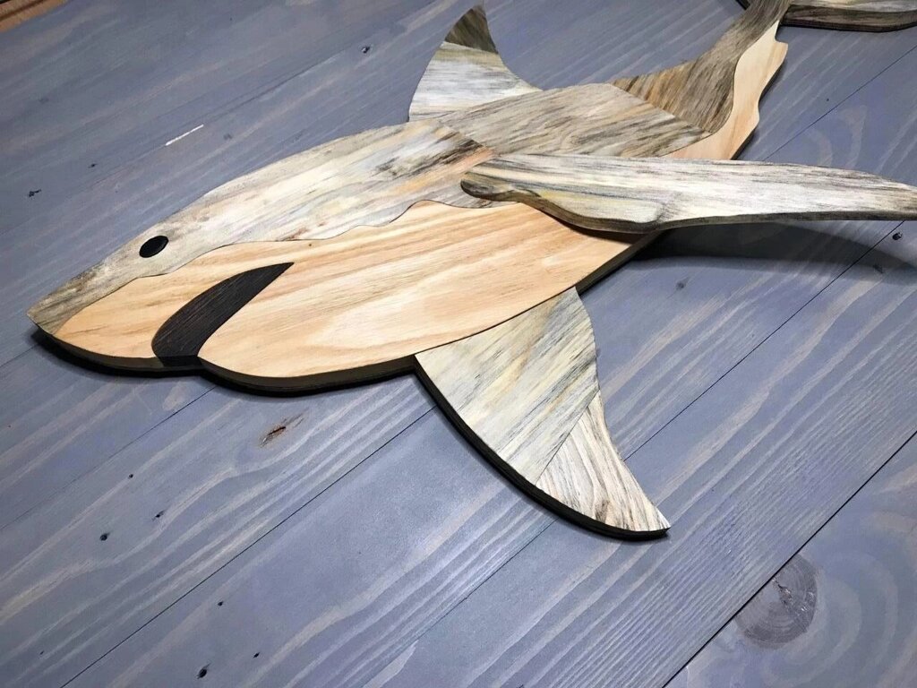 Картина з дерева ручної роботи "акула" Код/Артикул 26 від компанії greencard - фото 1