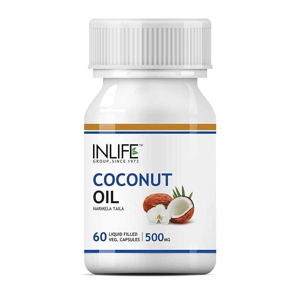 Кокосова олія (60 кап, 500 мг), Coconut Oil,  INLIFE Під замовлення з Індії 45 днів. Безкоштовна доставка. від компанії greencard - фото 1