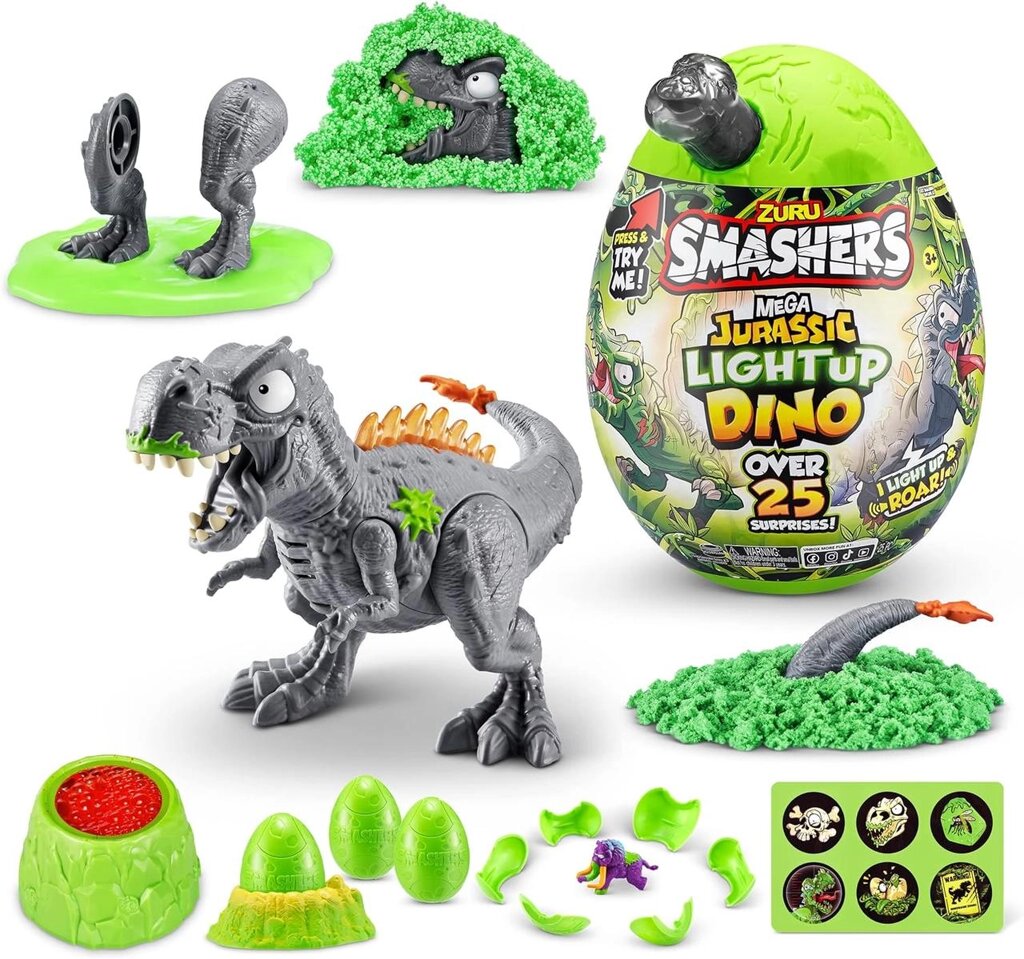Колекційне яйце Smashers Mega Jurassic Light Up Dino Egg T-Rex ZURU 25 Код/Артикул 75 893 від компанії greencard - фото 1