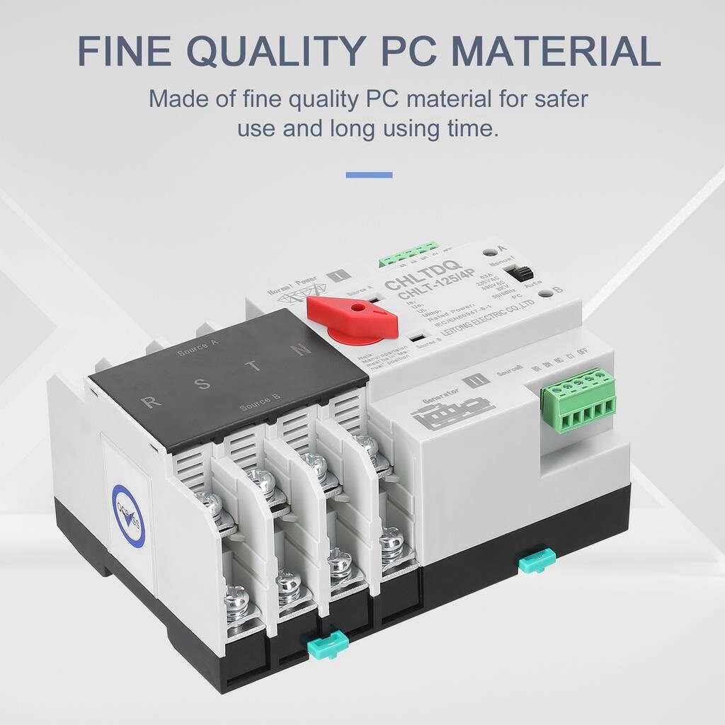 Компактний автоматичний резервний перемикач Електричні перемикачі селекторні Подвійний вимикач живлення від компанії greencard - фото 1
