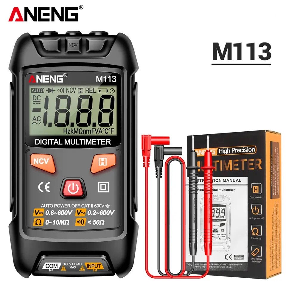 Компактний цифровий мультиметр ANENG M113 з автоматичним діапазоном Код/Артикул 184 124015 від компанії greencard - фото 1