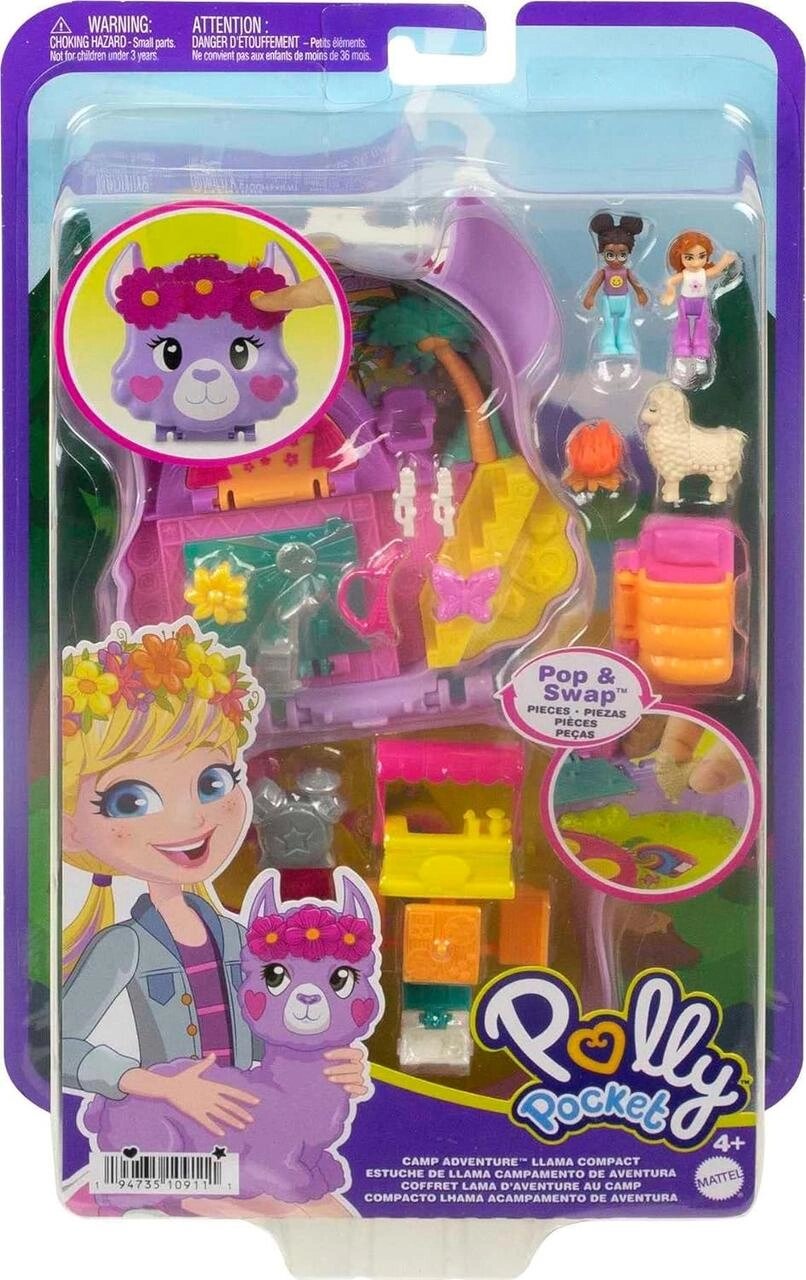 Компактний ігровий набір Polly Pocket, пригоди в таборі лами Llama Camp Код/Артикул 75 913 Код/Артикул 75 913 від компанії greencard - фото 1