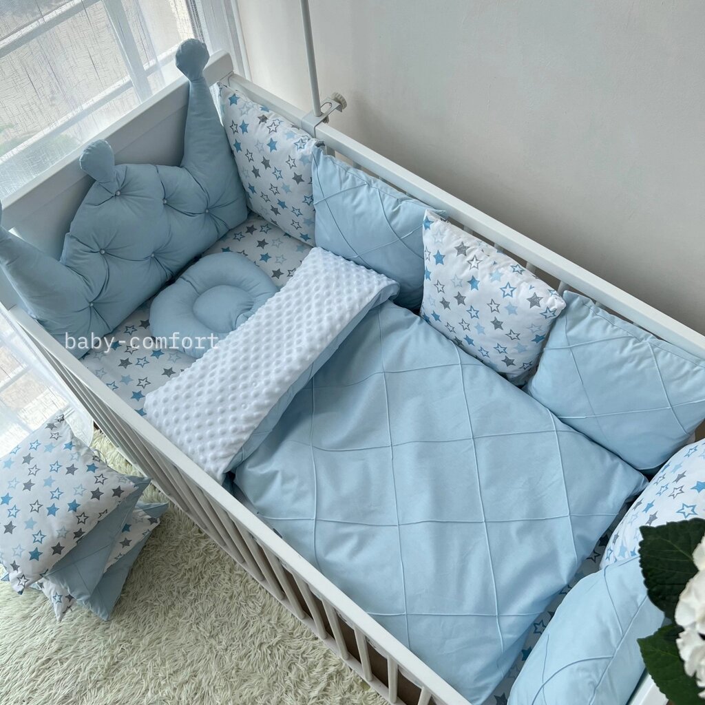 Комплект постільної білизни Baby Comfort Корона блакитний Код/Артикул 15 BC-KKrown01 від компанії greencard - фото 1