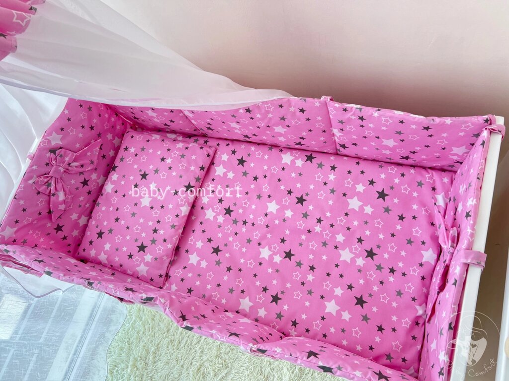 Комплект постільної білизни Baby Comfort Кроха Зірки на рожевому Код/Артикул 15 від компанії greencard - фото 1