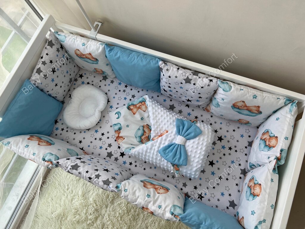 Комплект постільної білизни Baby Comfort Малюк Ведмедики блакитний Код/Артикул 15 від компанії greencard - фото 1