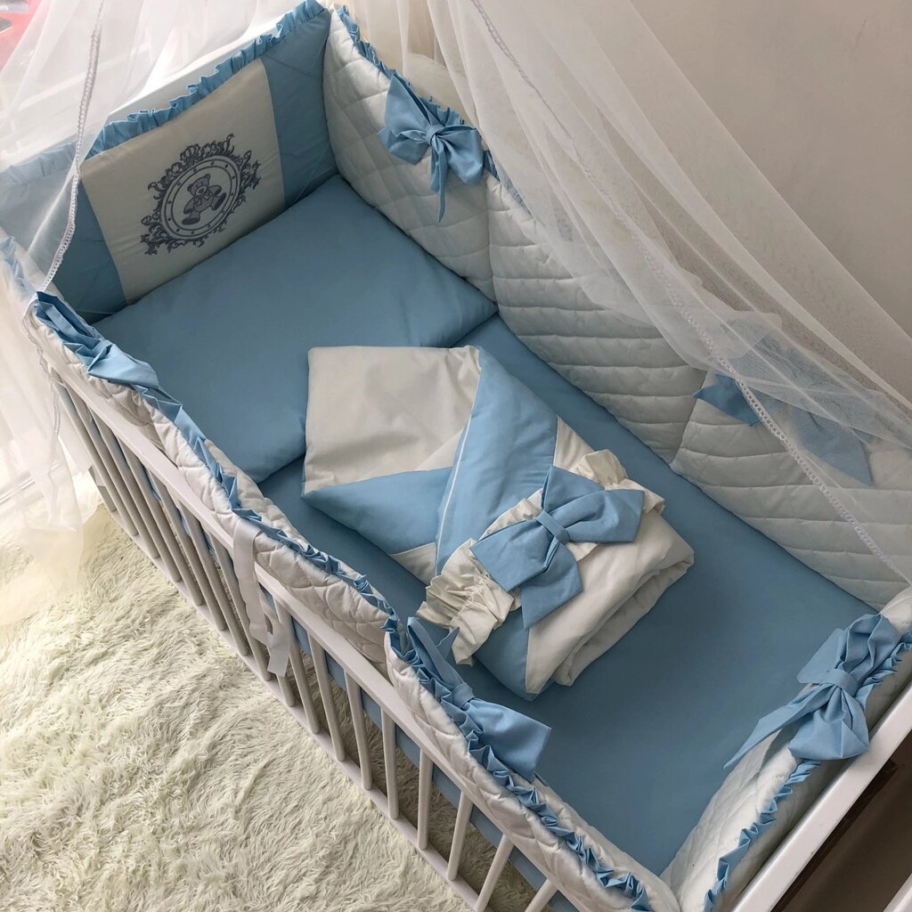 Комплект постільної білизни Baby Comfort Royal Baby блакитний 8 елементів Код/Артикул 15 від компанії greencard - фото 1