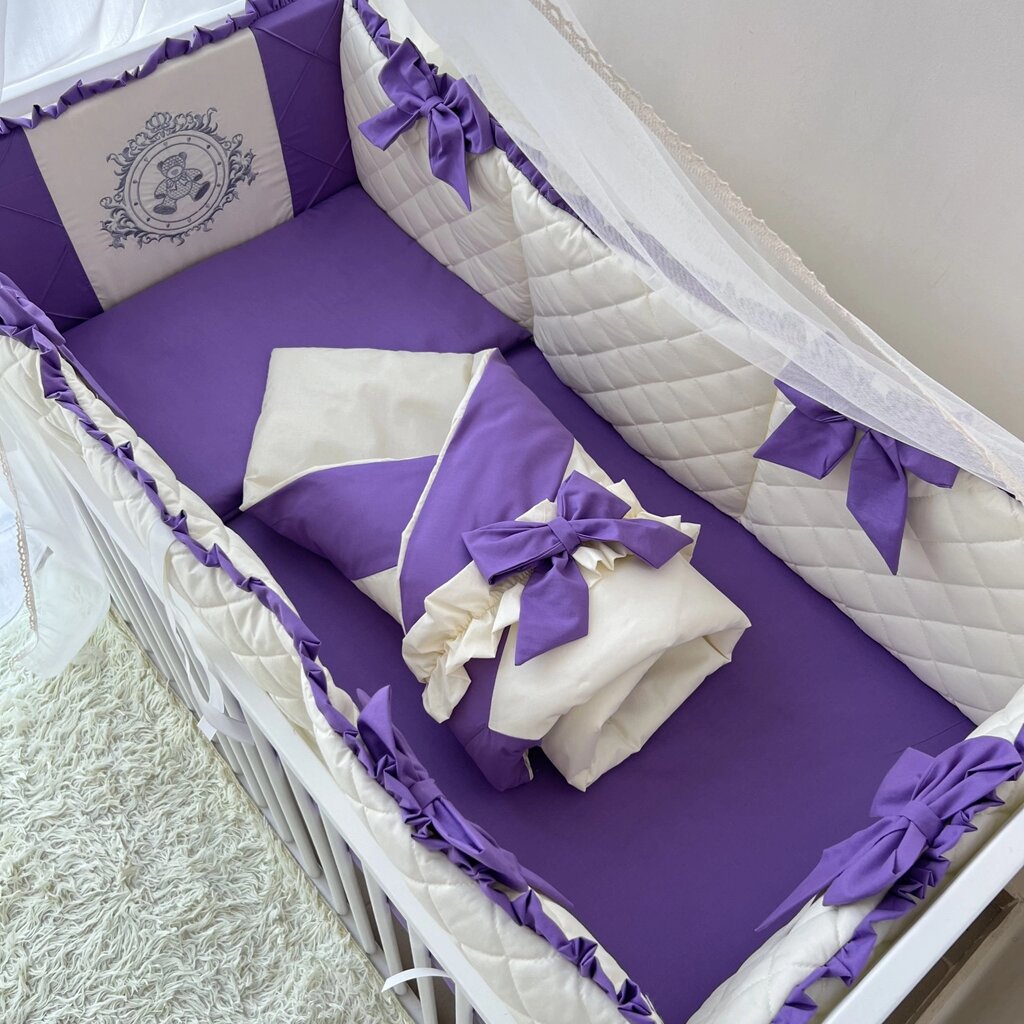 Комплект постільної білизни Baby Comfort Royal Baby фіолетово-молочний 8 елементів Код/Артикул 15 від компанії greencard - фото 1