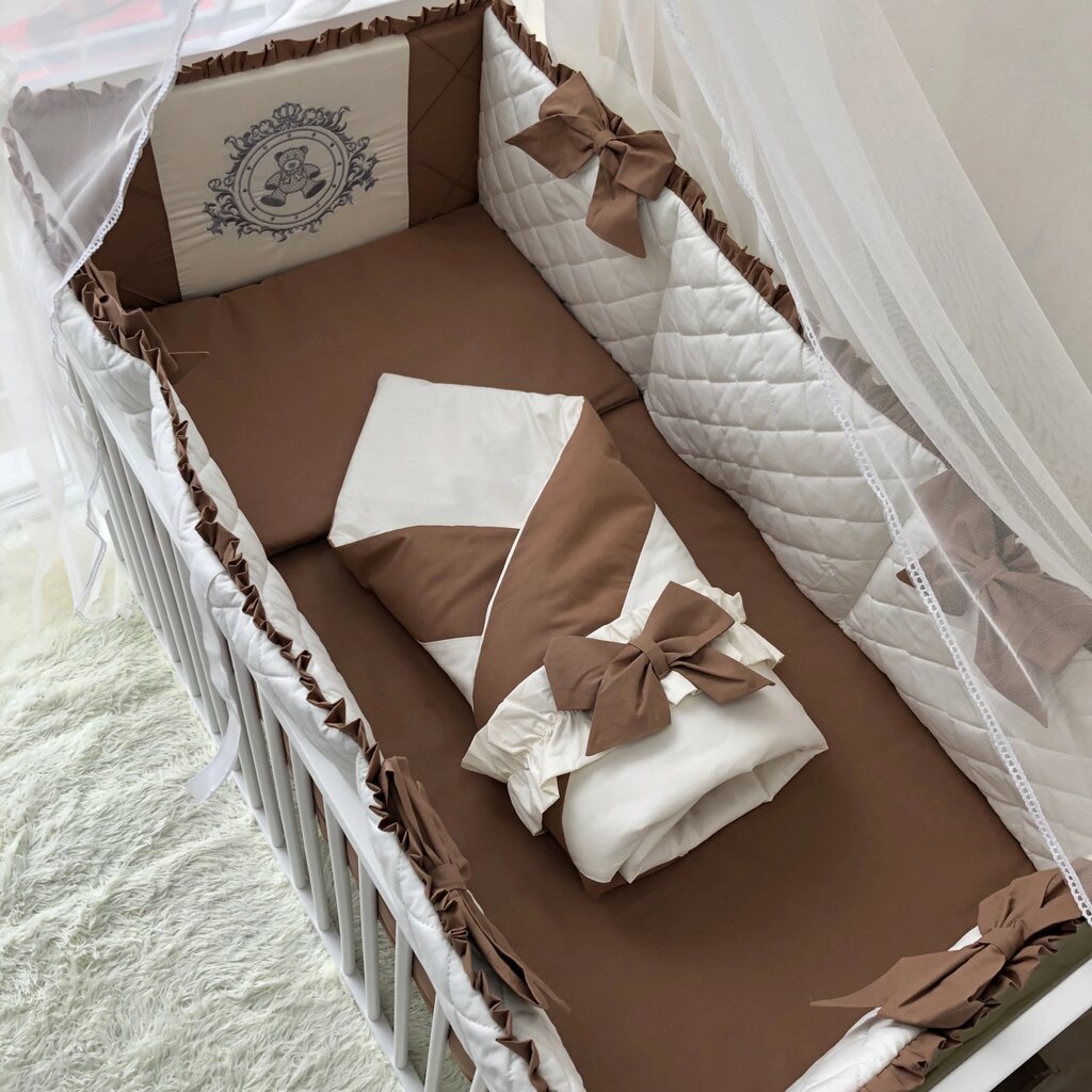 Комплект постільної білизни Baby Comfort Royal Baby коричневий 8 елементів Код/Артикул 15 від компанії greencard - фото 1