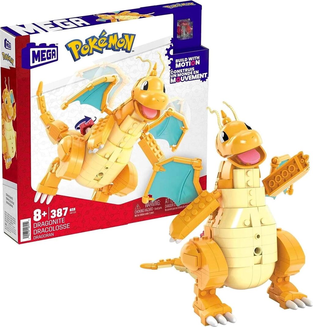 Конструктор MEGA Pokmon Dragonite з махаючими крилами. 387 елементів Код/Артикул 75 1038 Код/Артикул 75 1038 від компанії greencard - фото 1