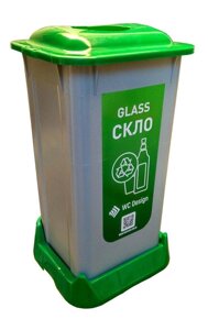 Контейнер для сортування сміття (СКЛО), зелений пластик 70 л з кришкою SAN-70 111 Код/Артикул 6 SAN-70 111