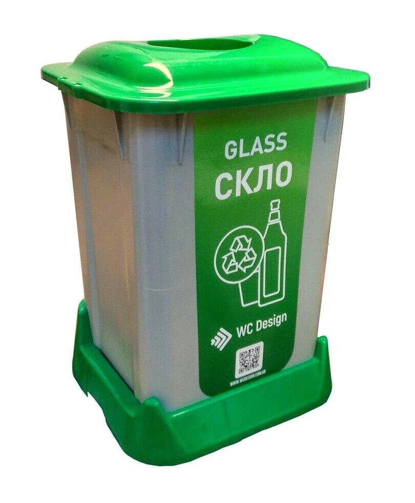 Контейнер для сортування сміття (СКЛО), зелений пластик 50 л з кришкою SAN-50 111 Код/Артикул 6 SAN-50 111 від компанії greencard - фото 1
