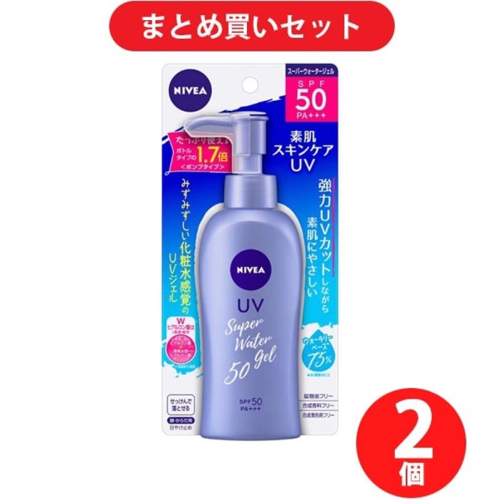 [Кошик Raku raku] Kao kao Nivea UV Water Gel Pump 140 г SPF50 PA+++ Набір з 2 шт. [Сонцезахисний крем для обличчя та від компанії greencard - фото 1