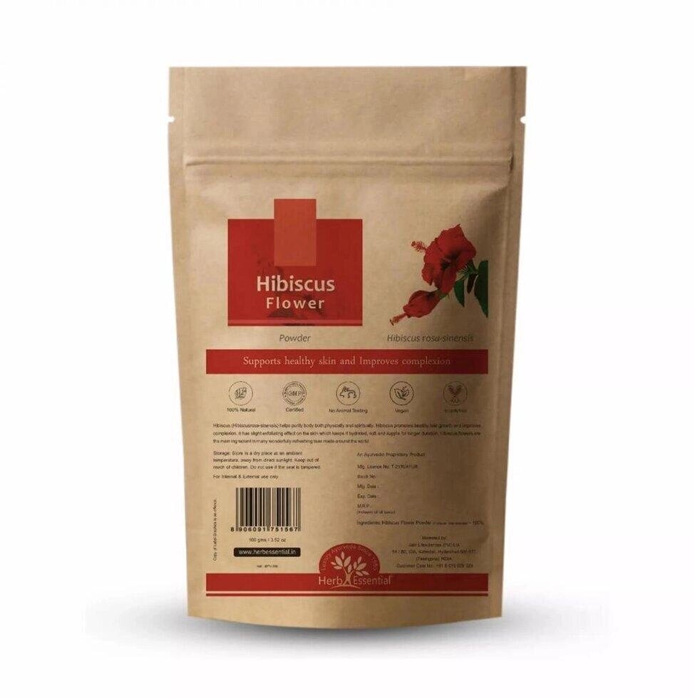 Косметичний порошок Гібіскуса (100 г), Hibiscus Flower Powder,  Herb Essential Під замовлення з Індії 45 днів. від компанії greencard - фото 1