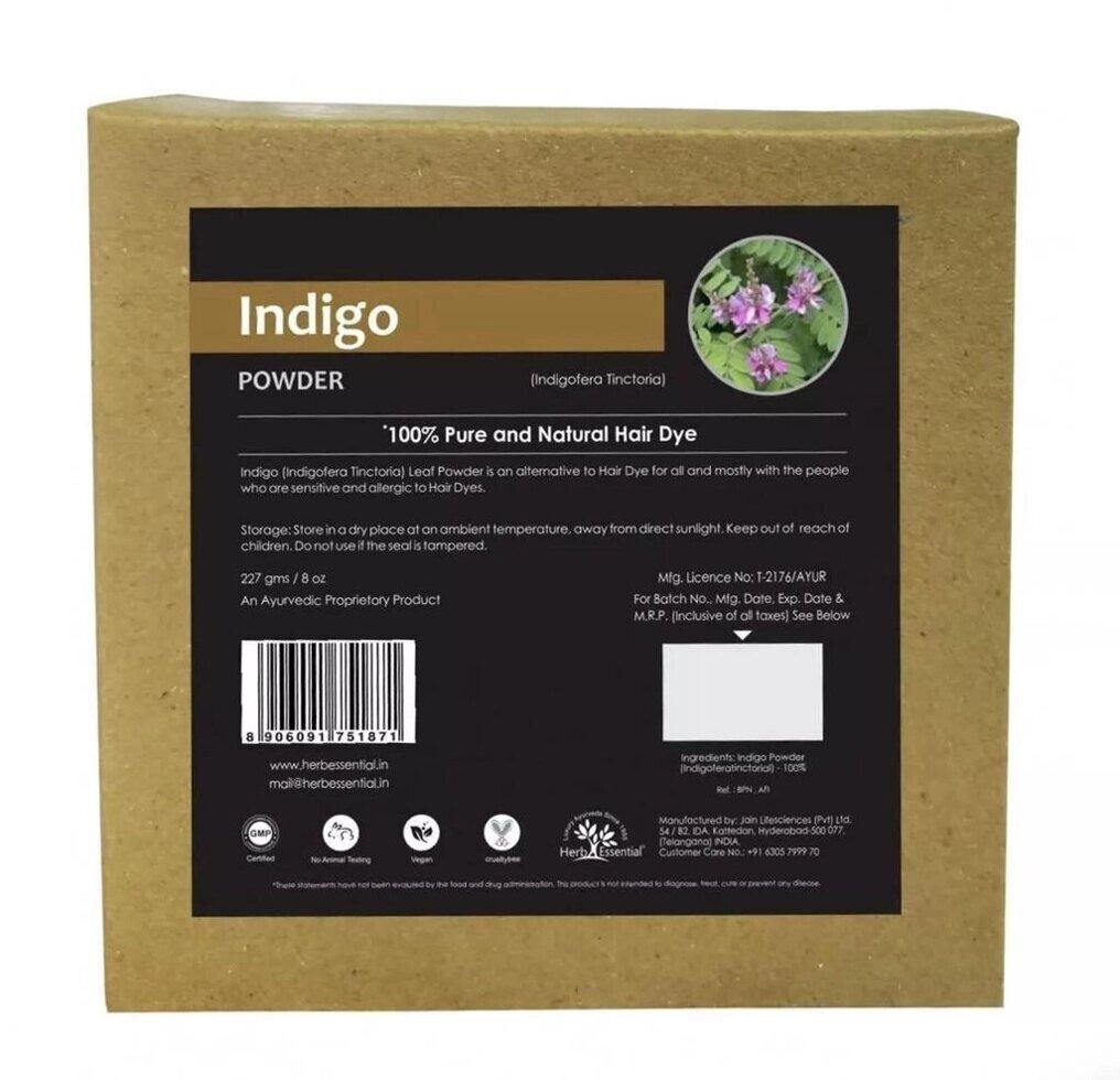 Косметичний порошок Індіго (227 г), Indigo Powder,  Herb Essential Під замовлення з Індії 45 днів. Безкоштовна доставка. від компанії greencard - фото 1