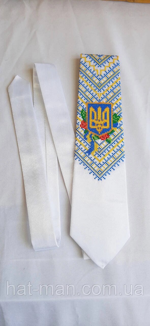 Краватка Парадна біла з тризубом КодАртикул 2 від компанії greencard - фото 1