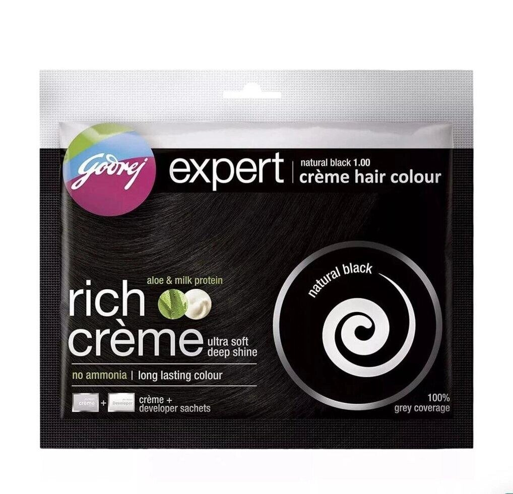 Крем-фарба для волосся, чорний натуральний (40 г), Expert Creme Hair Colour Natural Black,  Godrej Під замовлення з від компанії greencard - фото 1