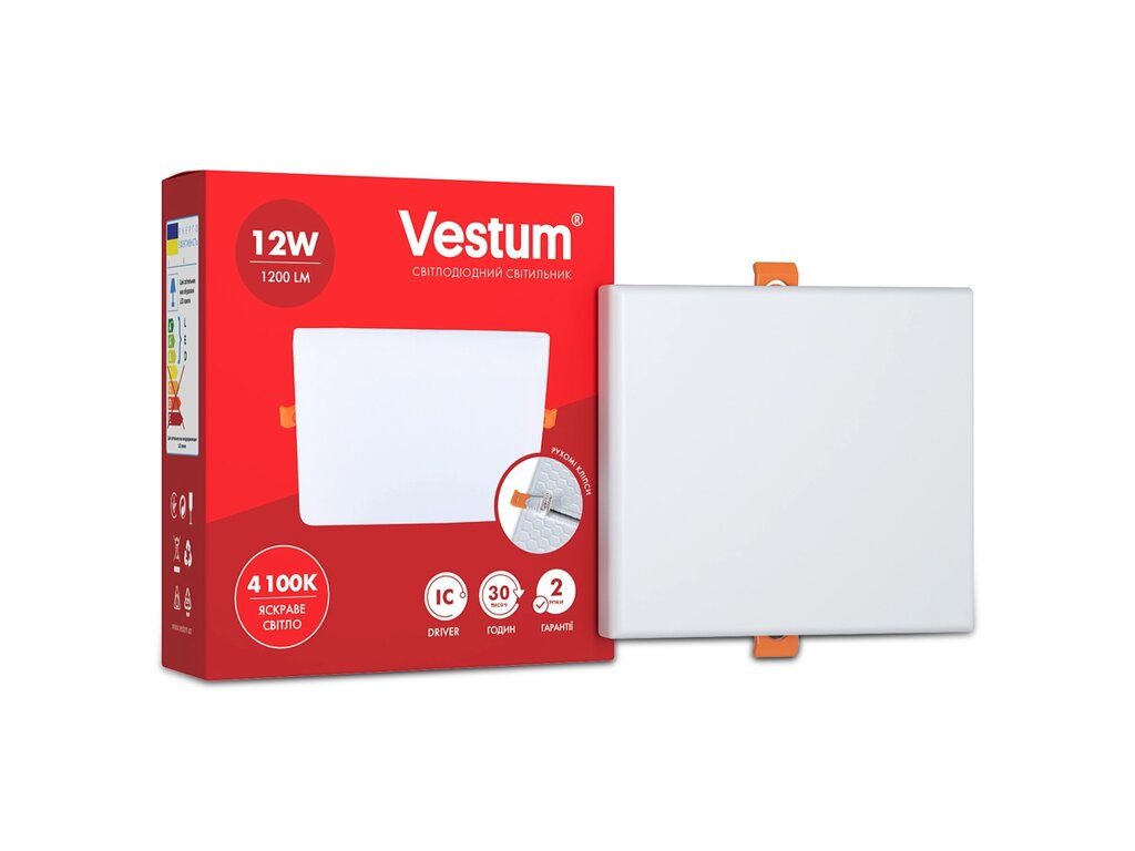 Квадратний світлодіодний врізний світильник "без рамки" Vestum 12W 4100K 1-VS-5605 Код/Артикул 45 1-VS-5605 від компанії greencard - фото 1