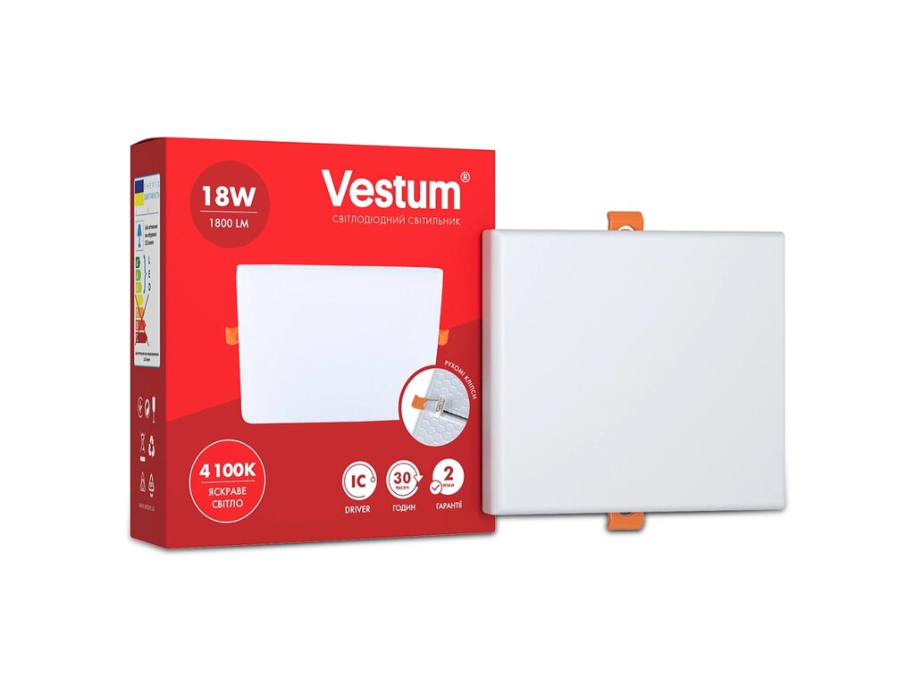 Квадратний світлодіодний врізний світильник "без рамки" Vestum 18W 4100K 1-VS-5606 Код/Артикул 45 1-VS-5606 від компанії greencard - фото 1