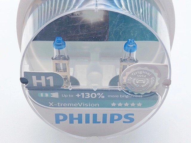 Лампа H1 55W 12V P14,5S X-Treme Vision+130/150% (Philips) 12258XV-S2 Код/Артикул 30 4165 від компанії greencard - фото 1