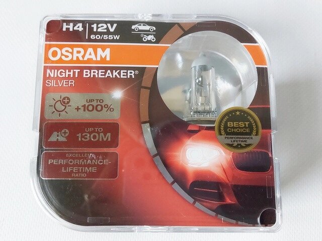 Лампа H4 60/55W 12V P43t NBS+100% NB Silver HD (Osram) 64193 NBS-HCB Код/Артикул 30 4181 від компанії greencard - фото 1