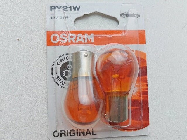 Лампа PY21W 12V BAU15s orange (Osram) 7507 orange-02B Код/Артикул 30 4171 від компанії greencard - фото 1