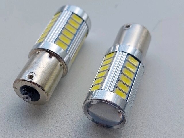 Лампа світлодіодна P21W 12-24V BA15s 33SMD (57/30) лінза T25 33SMD (57/30) Код/Артикул 30 4111 від компанії greencard - фото 1