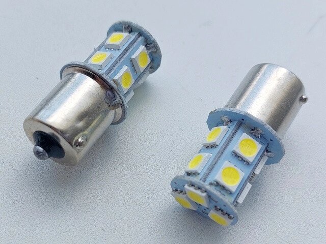 Лампа світлодіодна P21W 12V BA15s 13SMD (50/50) Білий T25 Код/Артикул 30 4112 від компанії greencard - фото 1